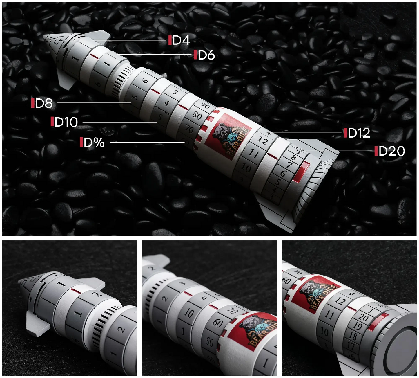 Kickstarter Dice - Metal Rocket Dice 7-in-1 Spinning Metal Dice Set