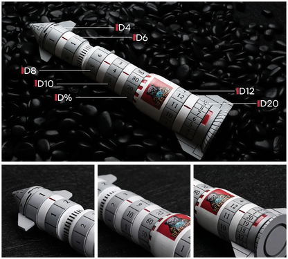 Kickstarter Dice - Metal Rocket Dice 7-in-1 Spinning Metal Dice Set