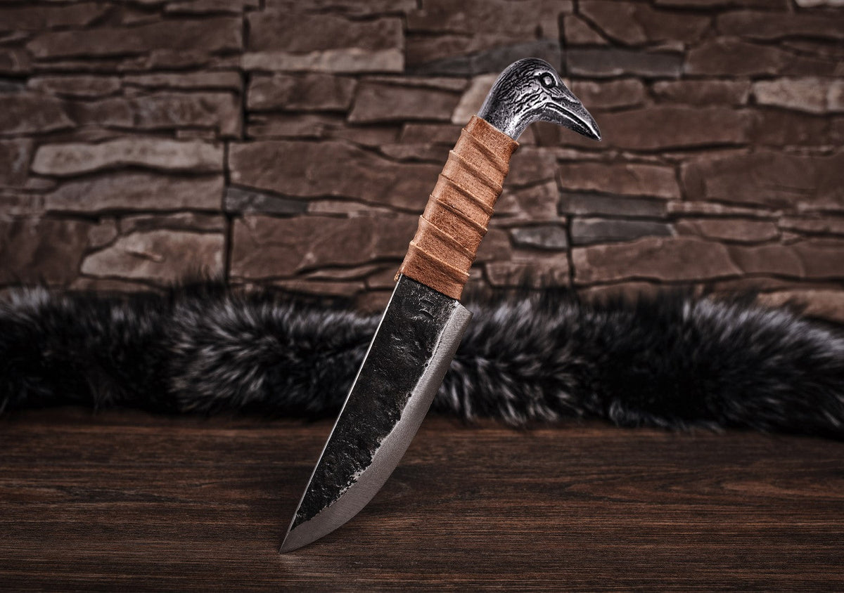 Raven Hilt Knife – Hand-Forged Viking Utility Knife with 5.5" Blade