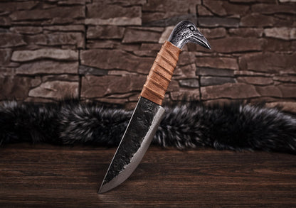 Raven Hilt Knife – Hand-Forged Viking Utility Knife with 5.5" Blade