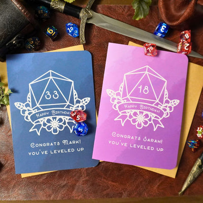 Personalized DnD Leveled Up Birthday Card