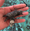 Raven Perched on Skull Ornament | Unique Gothic Home Decor | Resin Sculpture Poe's Raven, Literary Ornament Gift and Gothic Holiday Decor