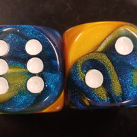 Gemini® 30mm w/pips Blue-Gold/white d6 Dice (sold per die)