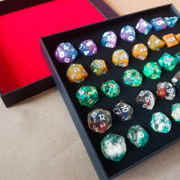 (Resin) 7-Dice Sets Gift Box | 5 Sets, Different Colors, Dungeons & Dragons Dice