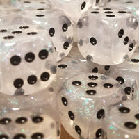 The Time Walker | Clear Glitter 16mm d6 Dice w/Black