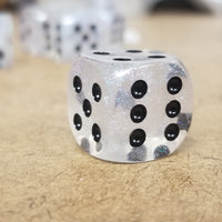 The Time Walker | Clear Glitter 16mm d6 Dice w/Black
