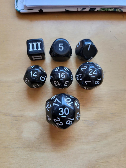 DCC Special 7 Dice Set - Black | Dungeon Crawl Classics RPG Dice