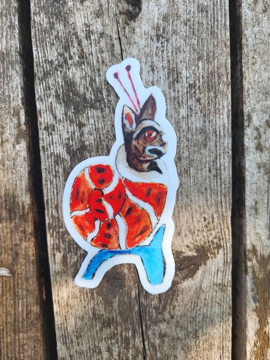 Medieval Snail Cat Sticker Whimsical Vinyl Decal