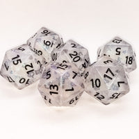 The Time Walker | Clear Glitter 34mm d20 CHONK RPG Dice Set w/Black
