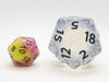 The Time Walker | Clear Glitter 34mm d20 CHONK RPG Dice Set w/Black
