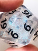 The Time Walker | Clear Glitter 34mm d20 CHONK RPG Dice Set w/Black
