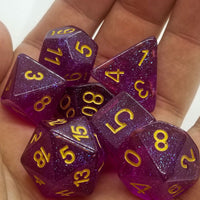 Time Walker | Purple w/Gold Glitter 7-Dice Set RPG Dice Set