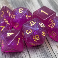 Time Walker | Purple w/Gold Glitter 7-Dice Set RPG Dice Set
