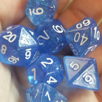 Time Walker | Blue w/White Glitter 7-Dice Set RPG Dice Set