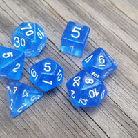 Time Walker | Blue w/White Glitter 7-Dice Set RPG Dice Set