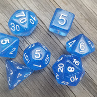 Time Walker | Blue w/White Glitter 7-Dice Set RPG Dice Set
