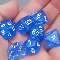 Time Walker | Blue w/White Glitter 7-Dice Set RPG Dice Set