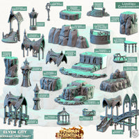 3D Printed Cast n Play Modular Sanctuary Elven City Set Terrain Essentials Vol III Exteriors 28mm 32mm D&D