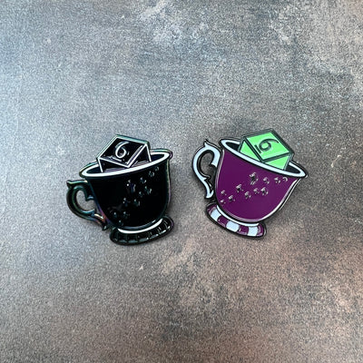 D6 and Teacup Enamel Pins