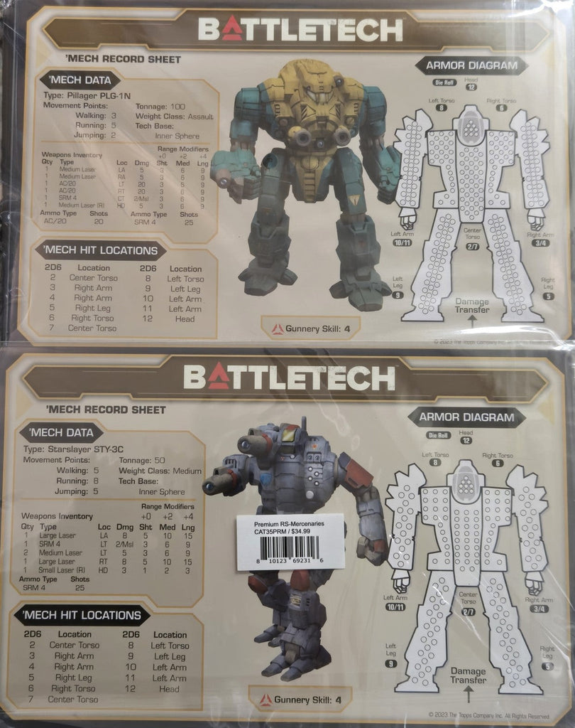 Battletech - Premium Record Sheets (Mercenaries) – Open Gaming Store