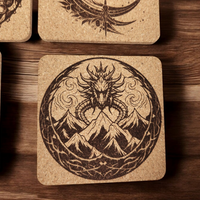 Set of 4 fantasy themed cork coasters