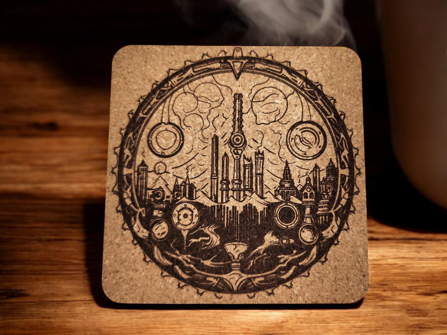 Set of 4 Fantasy-Themed Cork Coasters