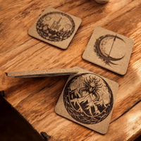 Set of 4 fantasy themed cork coasters