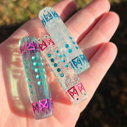 'Preserving History' Individual Historical Based Handmade Resin Shimmery Colorshifting Alternative Shaped D6 Gaming Dice