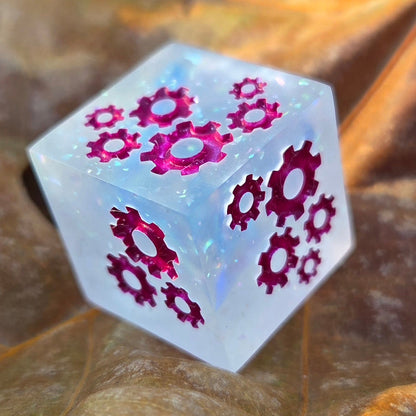 'Grinding Gears' Individual Oversized Handmade Resin Steampunk Gears TTRPG Polyhedral 20mm Gaming Dice