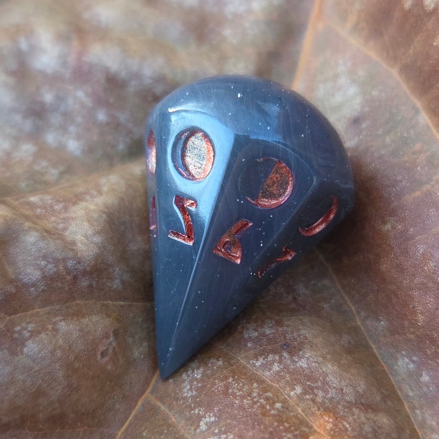 'It's Just a Phase' Moon Phase D8 Alternative Shaped Orb TTRPG Handmade Resin Polyhedral Gaming Dice