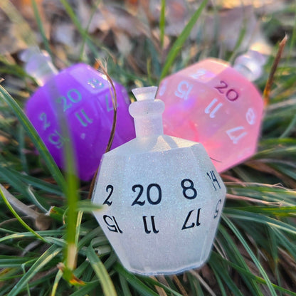 Individual Potion Bottle Alternative Shaped Functional TTRPG Handmade Resin D20 Gaming Dice