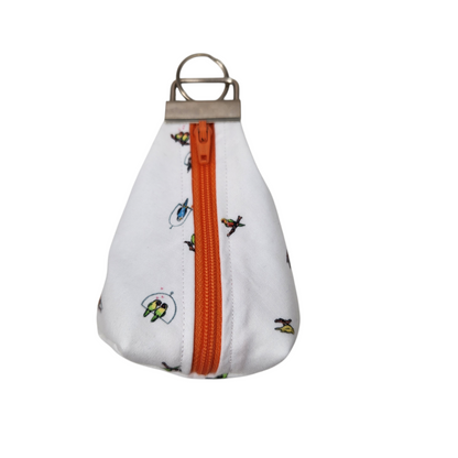 Keychain dice pouch, bird themed