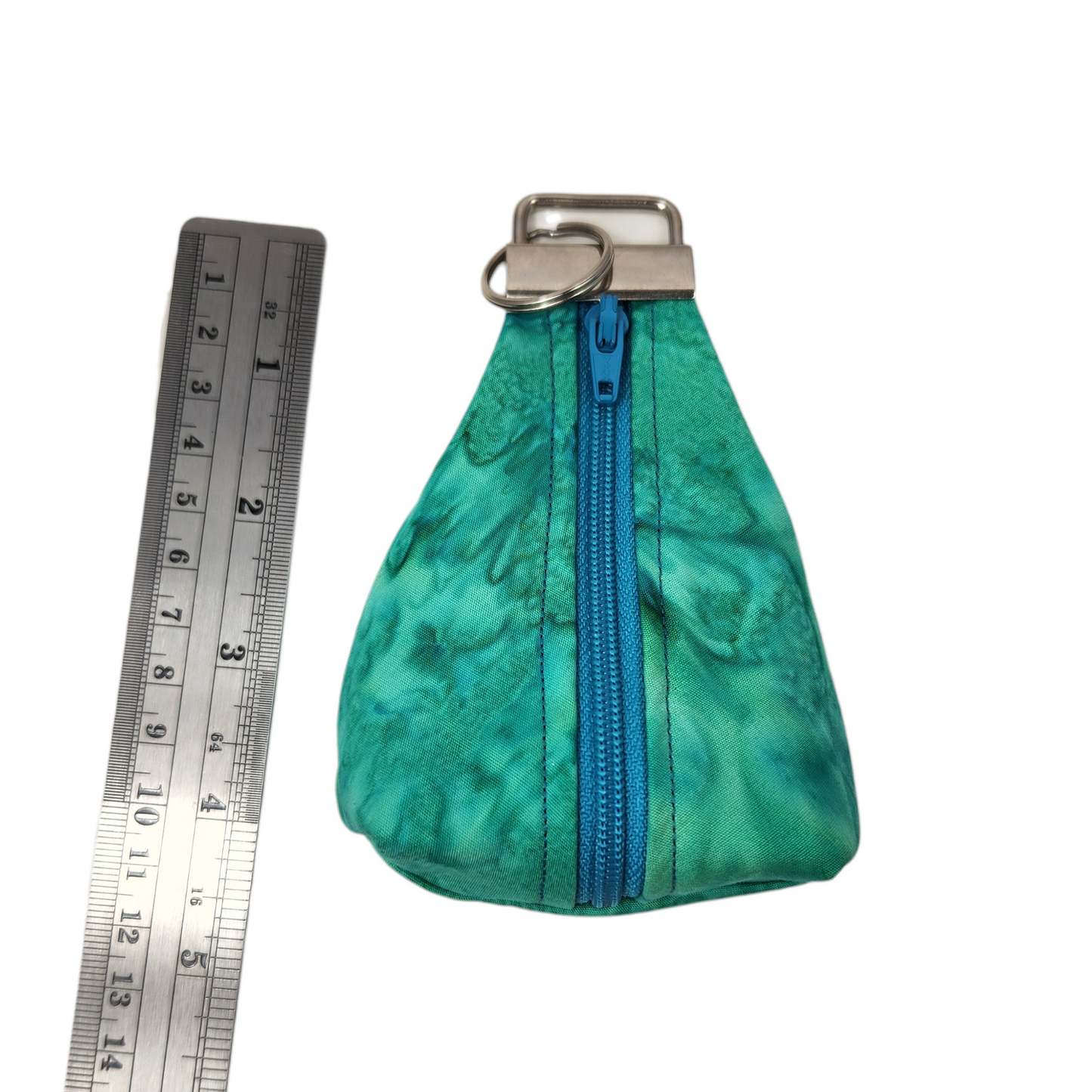 Keychain dice pouch, blue and green
