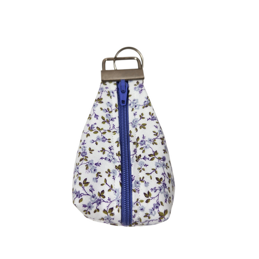 Keychain dice pouch, delicate purple flower design