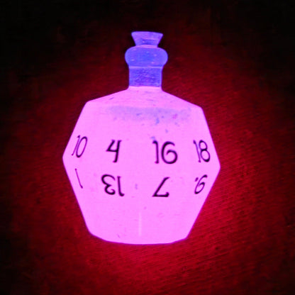 Individual Potion Bottle Alternative Shaped Functional TTRPG Handmade Resin D20 Gaming Dice Glow in the Dark