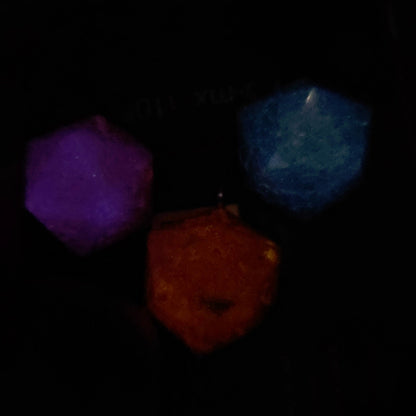 Individual Glow in the Dark Colorshifting Handmade Resin Half D20 TTRPG Polyhedral Gaming Dice Pendant Necklaces