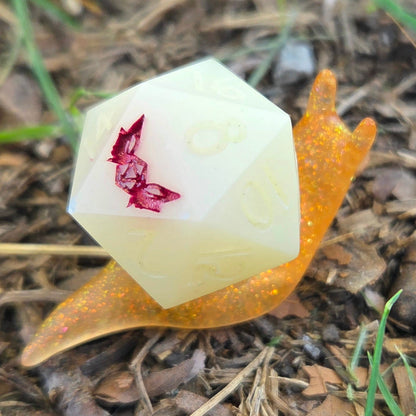 Dice Snail Pins – One-of-a-Kind Handmade Glow-in-the-Dark Resin Accessories