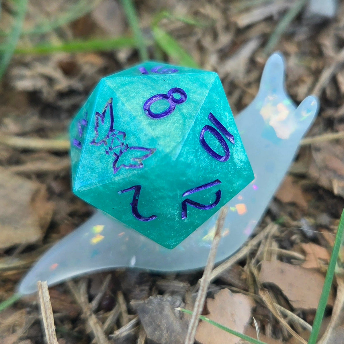 Dice Snail Pins – One-of-a-Kind Handmade Glow-in-the-Dark Resin Accessories