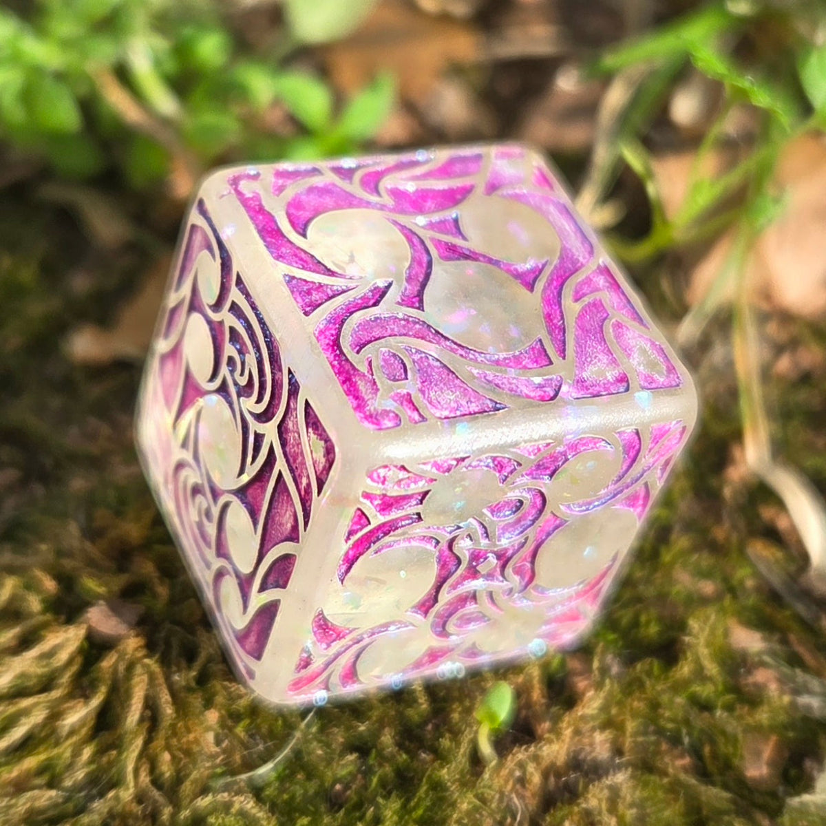 Making Waves - Handmade Hand-Painted Resin D6 with Wave Pips, Oversized