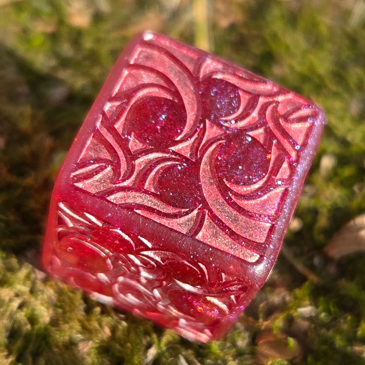 Making Waves - Handmade Hand-Painted Resin D6 with Wave Pips, Oversized