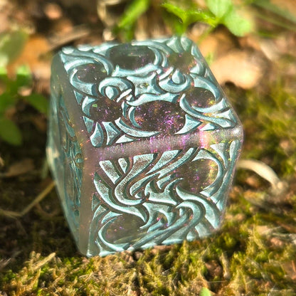 Making Waves - Handmade Hand-Painted Resin D6 with Wave Pips, Oversized
