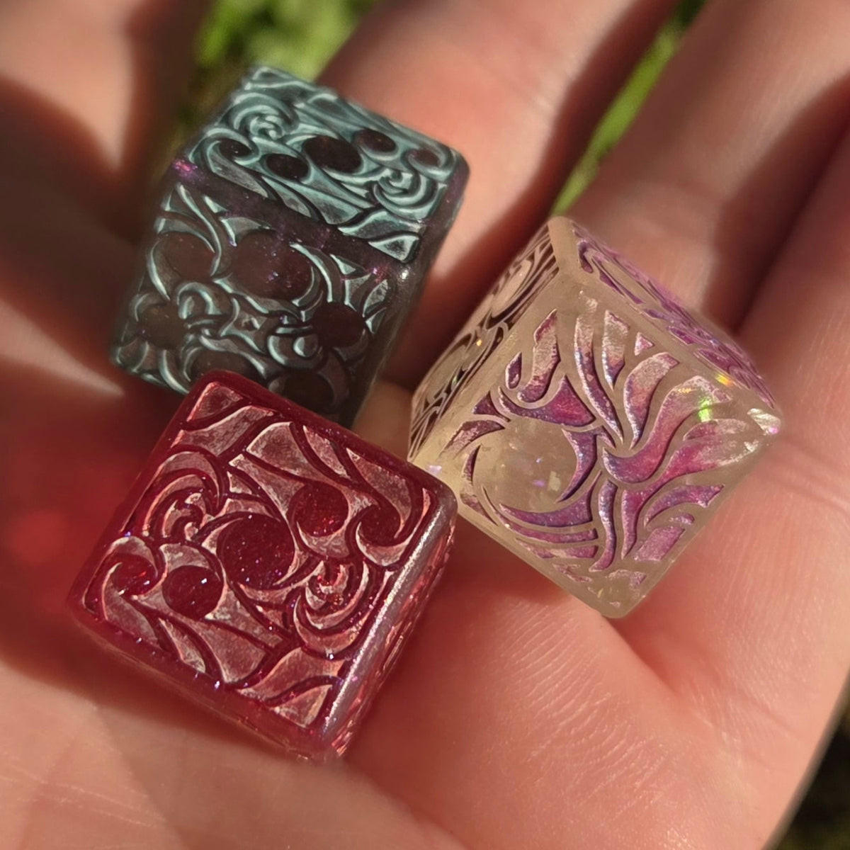 Making Waves - Handmade Hand-Painted Resin D6 with Wave Pips, Oversized