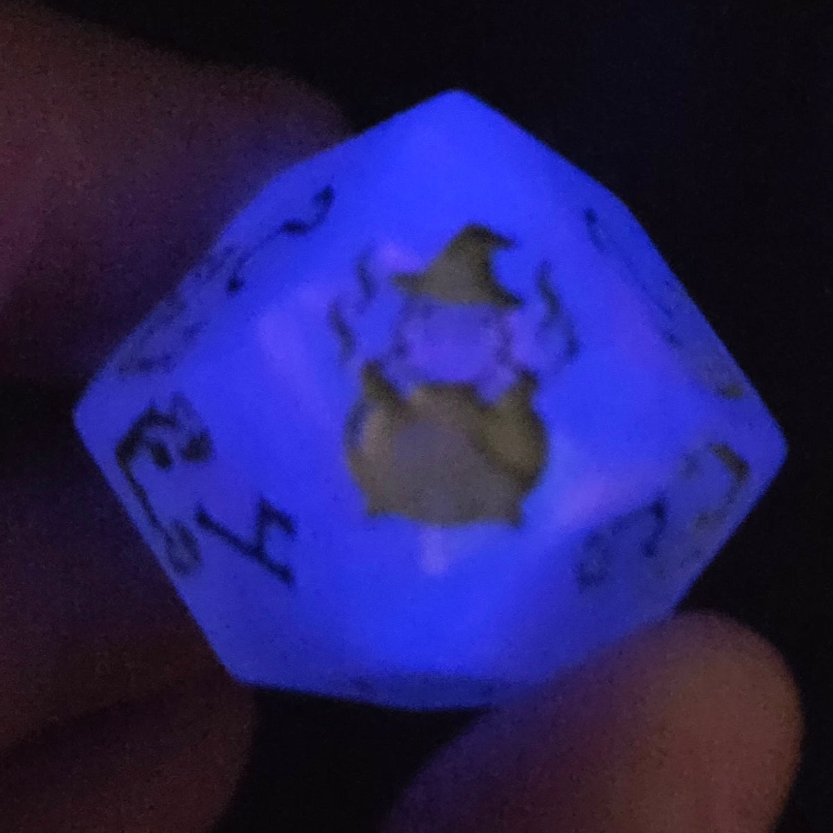 Ribbity Bobbity BOO! - Handmade Frog Witch D12 Dice Pair, Colorshift & UV Glow