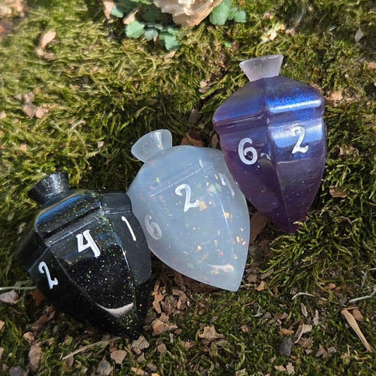 One-of-A-Kind Individual Spinning Acorn Top Handmade Resin D6 Dice