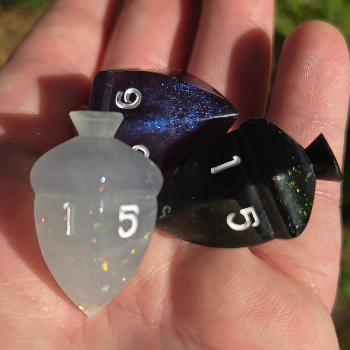 One-of-A-Kind Individual Spinning Acorn Top Handmade Resin D6 Dice