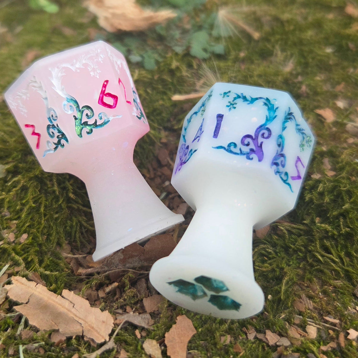 'Frostbite' Spell Specific Frosted Glow in the Dark Handmade Resin Alternative Shaped D6 Individual TTRPG Gaming Dice (Copy)