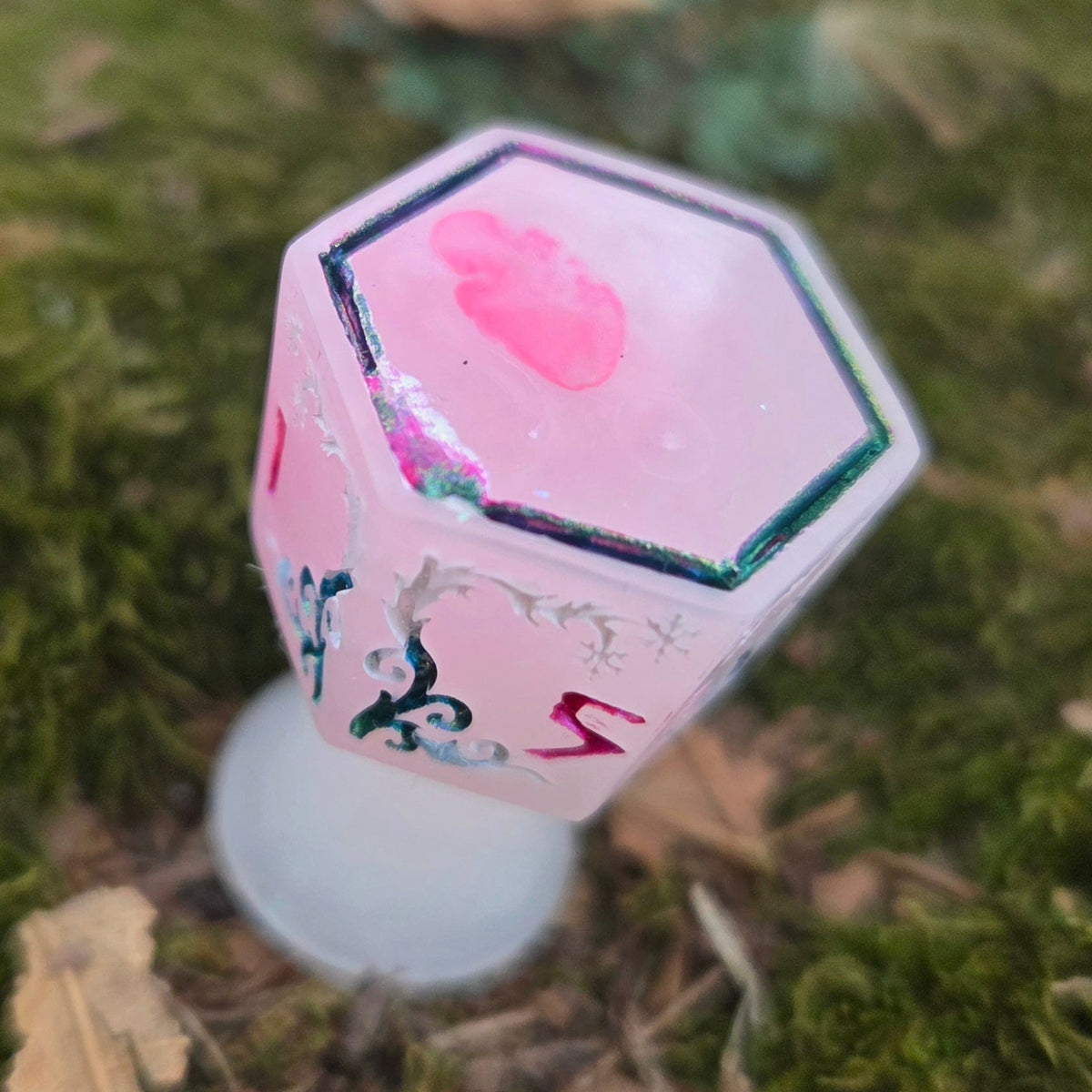 'Frostbite' Spell Specific Frosted Glow in the Dark Handmade Resin Alternative Shaped D6 Individual TTRPG Gaming Dice (Copy)