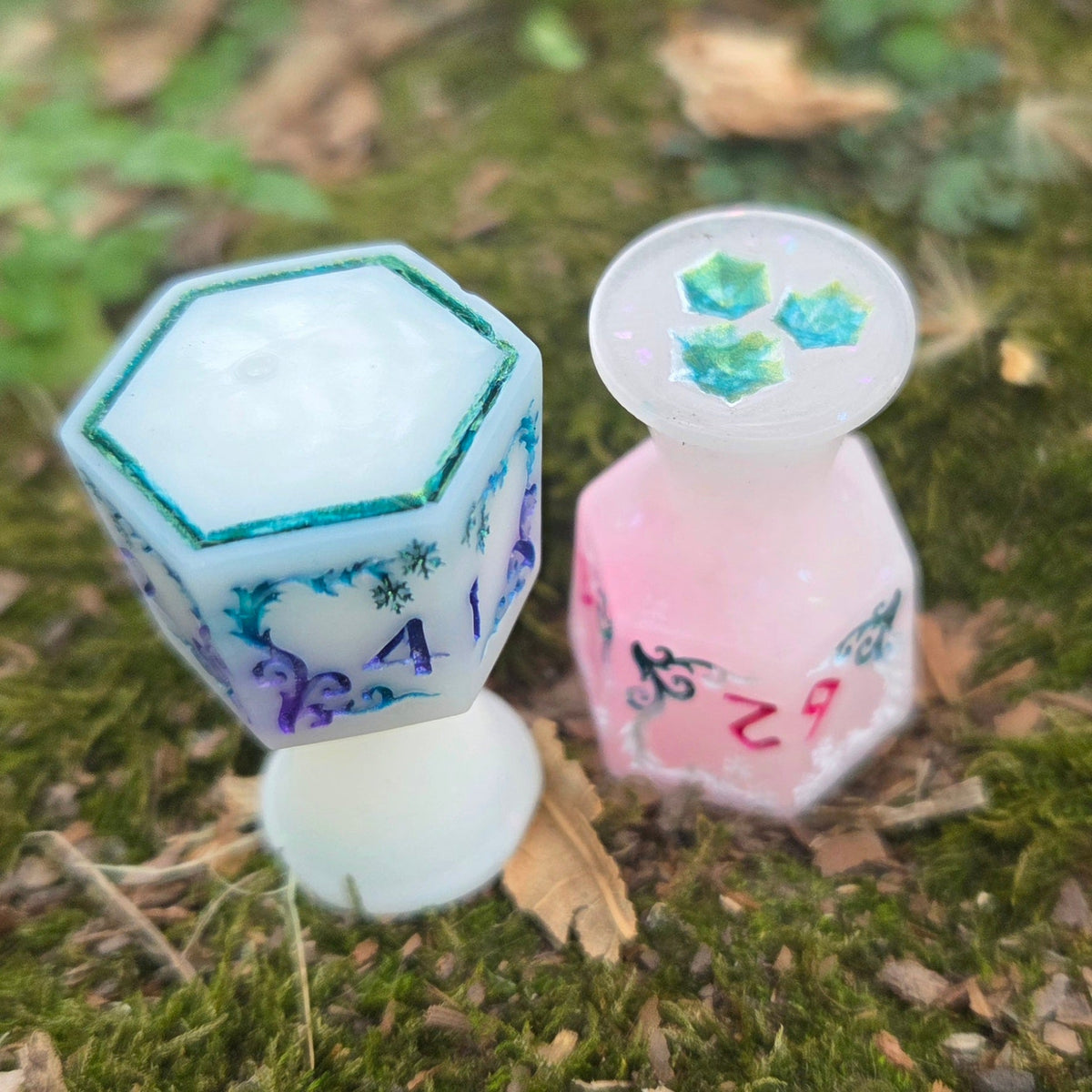 'Frostbite' Spell Specific Frosted Glow in the Dark Handmade Resin Alternative Shaped D6 Individual TTRPG Gaming Dice (Copy)