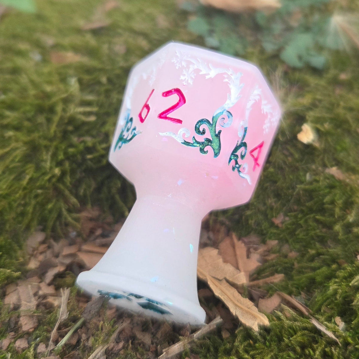 'Frostbite' Spell Specific Frosted Glow in the Dark Handmade Resin Alternative Shaped D6 Individual TTRPG Gaming Dice (Copy)