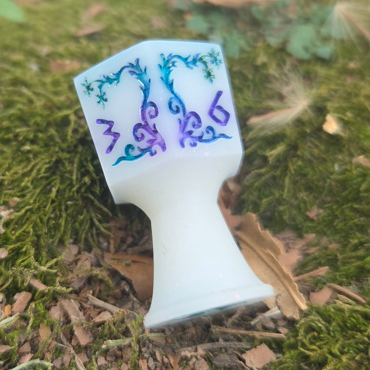'Frostbite' Spell Specific Frosted Glow in the Dark Handmade Resin Alternative Shaped D6 Individual TTRPG Gaming Dice (Copy)